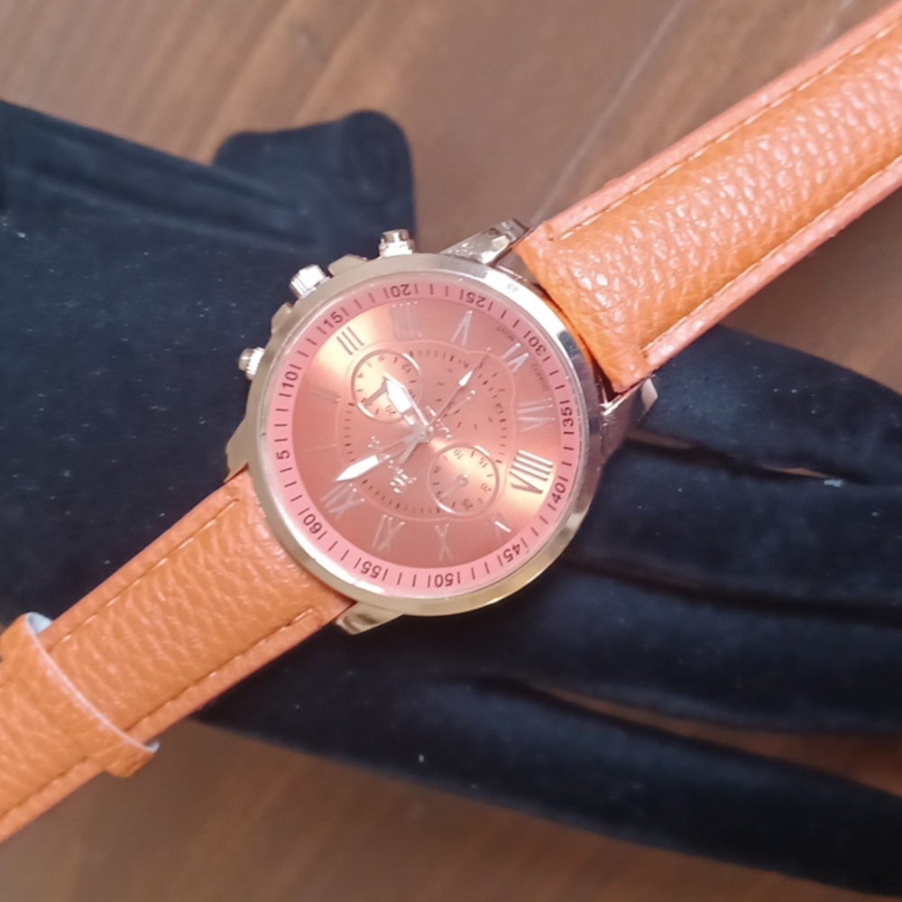 Geneva Watch with Leather Band